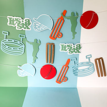 Pinfliers Cricket Theme Birthday Decoration for Husband,Boys,Men|Paper Bunting,Banner,Streamers|Birthday Backdrop for Decoration|14 pcs|115" Length|Multicolor